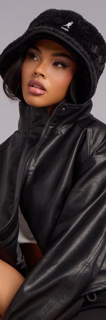 This piece brings trend-right energy to the Kangol Faux Fur Shearling Bucket Hat, perfect for fall outfits that stand out.