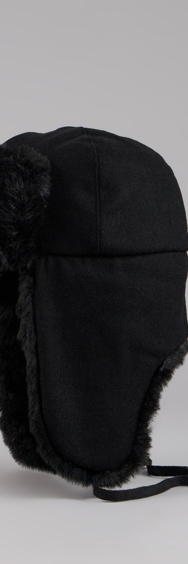 This black piece brings trend-right energy to the Kangol Faux Fur Trim Trapper Hat, perfect for fall outfits that stand out.