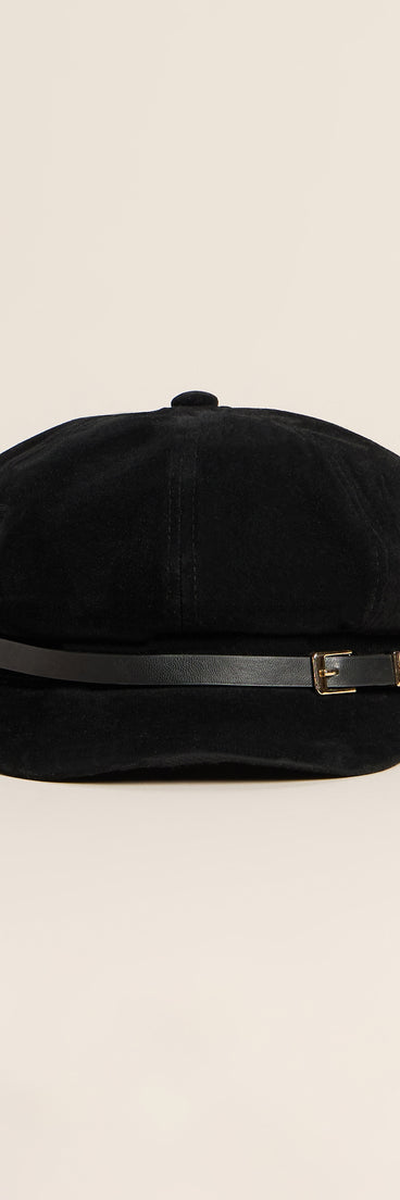 City Side Chic Microsuede Buckle Band Cabby Hat