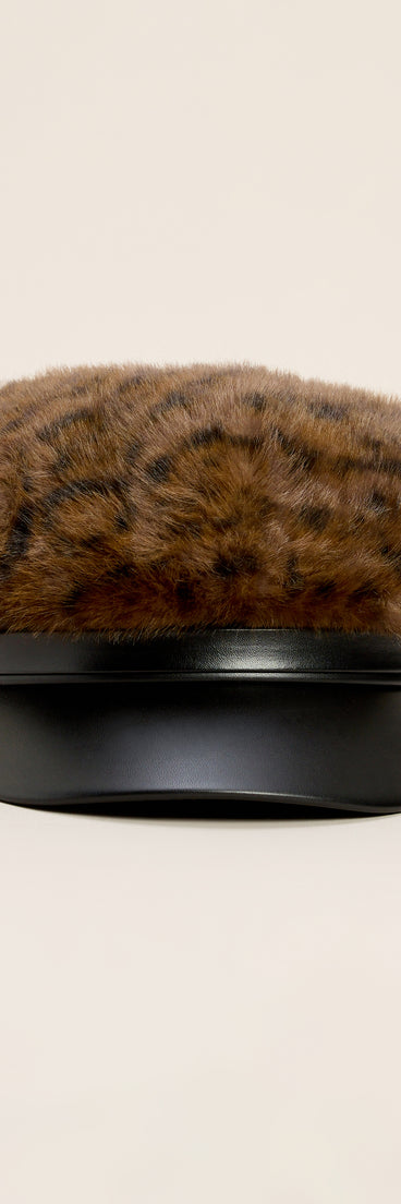 Wild Side Faux Fur Leopard Cabby Cap