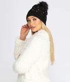 Winter Wonderland Beaded Pom Pom Beanie