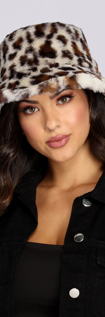 Fur Leopard Bucket Hat