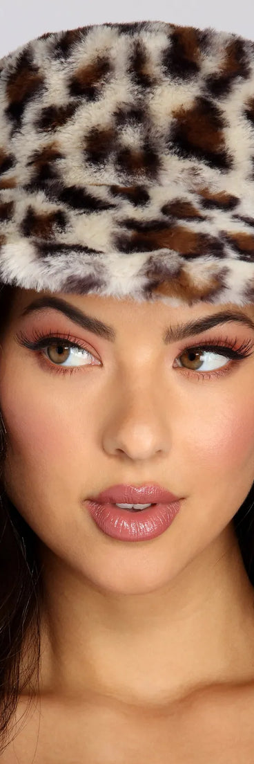 Fur Leopard Bucket Hat