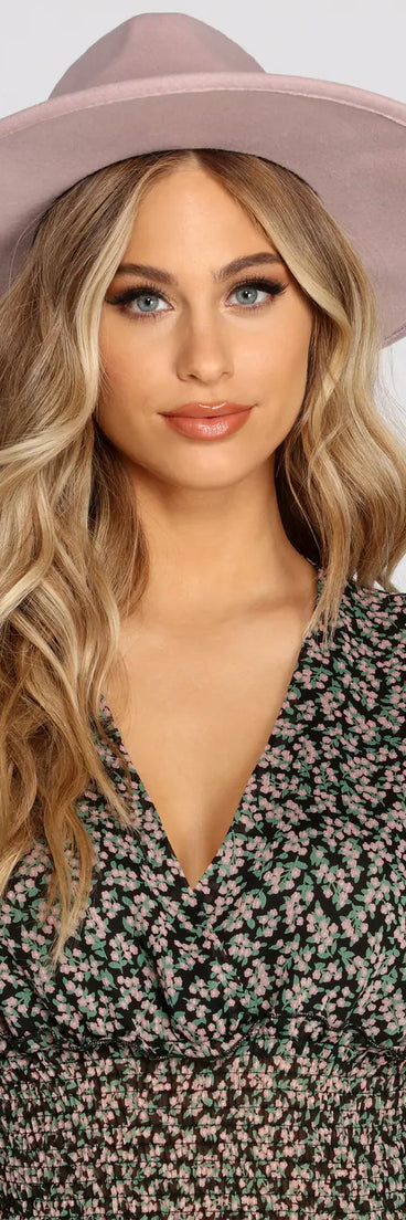 Wide Brim Belted Panama Hat