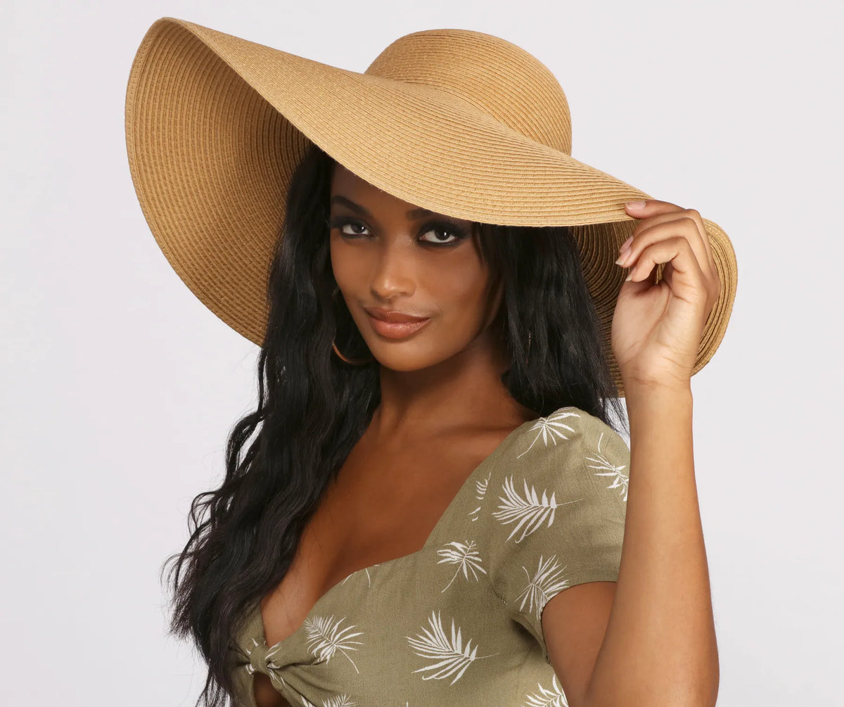Basic Straw Wide Brim Floppy Hat & Windsor