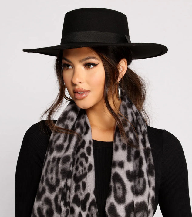 Faux Wool Banded Boater Hat