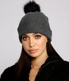 Glam Cozy Faux Fur Pom Beanie