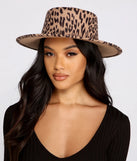 Leopard Print Faux Wool Boater