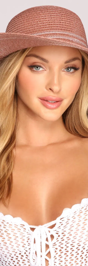 Glitz And Glam Glitter Straw Floppy Hat