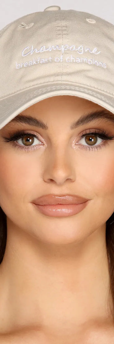 Champagne Breakfast Of Champions Script Cap