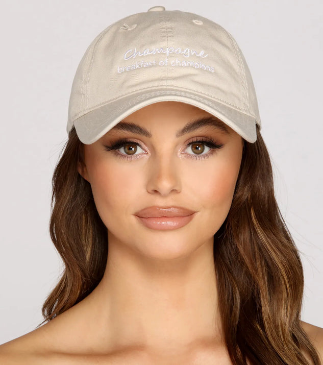 Champagne Breakfast Of Champions Script Cap