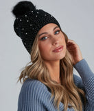 Rhinestone And Pearl Luxe Knit Beanie