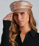 Faux Patent Leather Cabby Hat