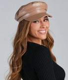 Faux Patent Leather Cabby Hat