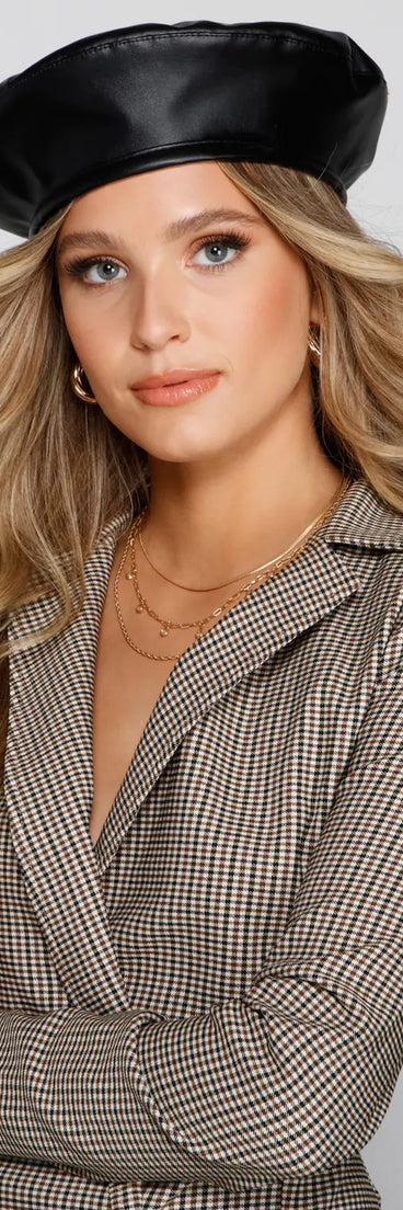 Classic Sophistication Faux Leather Beret