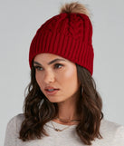 Winter Ready Pom Cable Knit Beanie