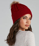 Winter Ready Pom Cable Knit Beanie