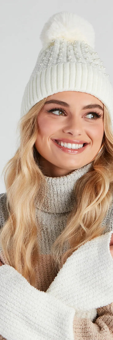 Pearl Me Up Faux Fur Pom Beanie