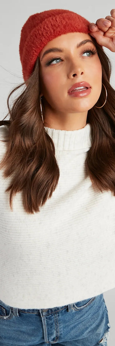 Cutie In A Fuzzy Knit Beanie