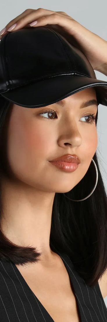 Spotted Downtown Faux Leather Baseball Cap