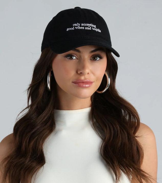 
Upgrade your style game for 2025 with the Only Accepting Good Vibes And Tequila Baseball Cap in black, perfect for any fashion-forward wardrobe.