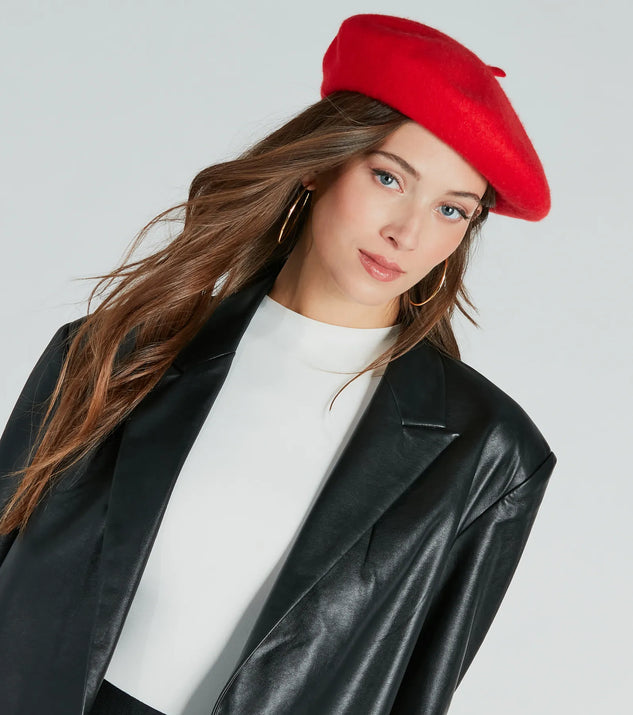 Add a touch of seasonal charm to your winter wardrobe with the Parisian Girlie Wool Beret, a red cold-weather accessory that effortlessly completes your seasonal looks!