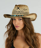 The Everyday Cowgirl Colored Stone Straw Western Hat in brown brings edge and energy to your vibe, ready to elevate any festival look or concert outfit.