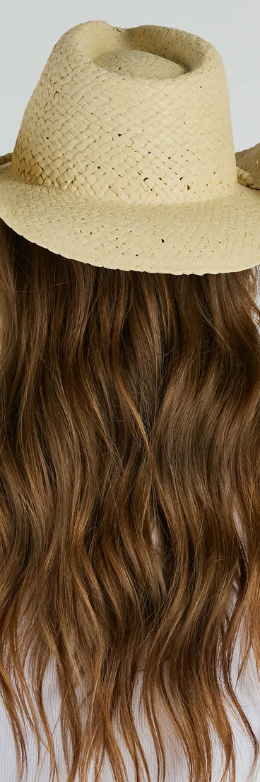 Beachy Shell-Trim Straw Cowboy Hat