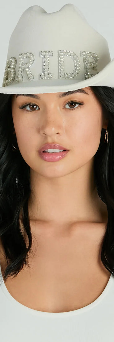 Faux Pearl Bride Cowboy Hat