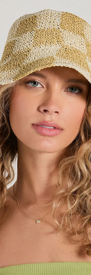 Beachside Trend Checkered Straw Bucket Hat