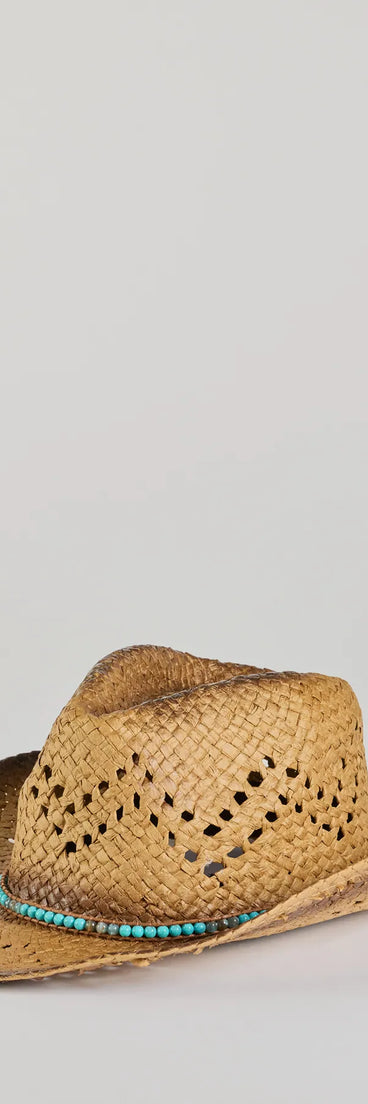 Country Babe Colored Stone Straw Cowboy Hat