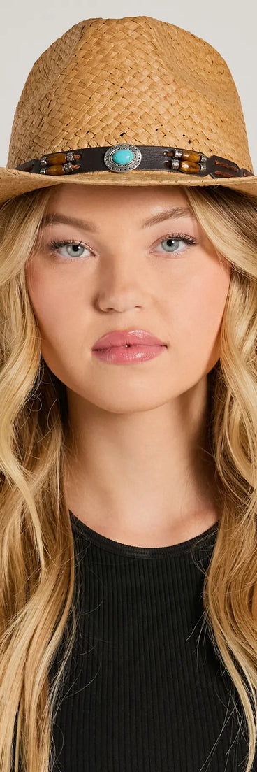 Nice Gal Beaded Straw Cowboy Hat