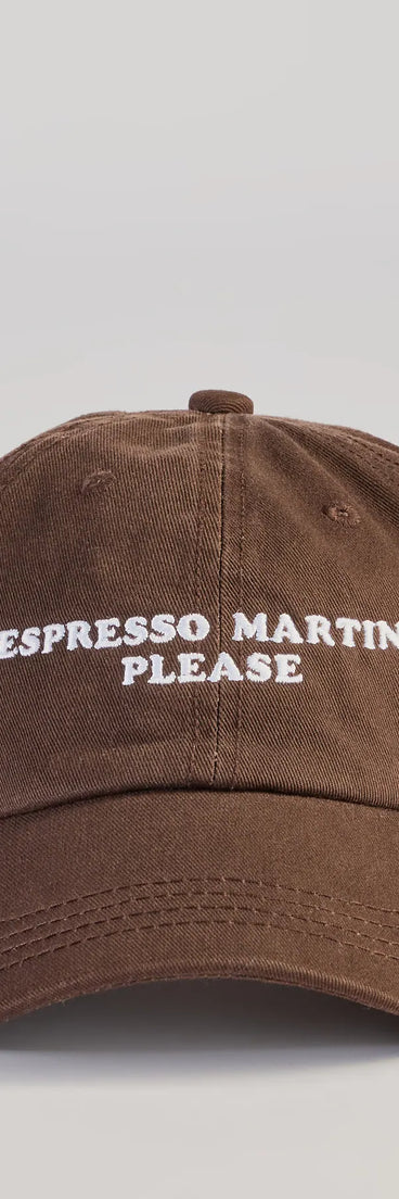 This brown piece brings trend-right energy to the Espresso Martini Please Baseball Cap, perfect for fall outfits that stand out.
