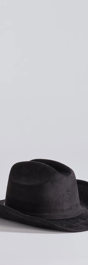 This black piece brings trend-right energy to the Glam Western Vibe Rhinestone Buckle Strap Cowboy Hat, perfect for fall outfits that stand out.