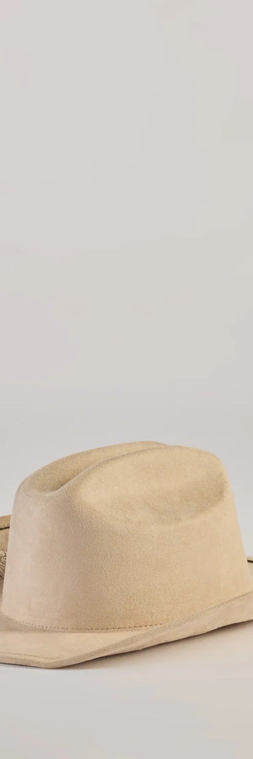 The Western Romance Embroidered Floral Cowboy Hat in taupe brings edge and energy to your vibe, ready to elevate any festival look or concert outfit.