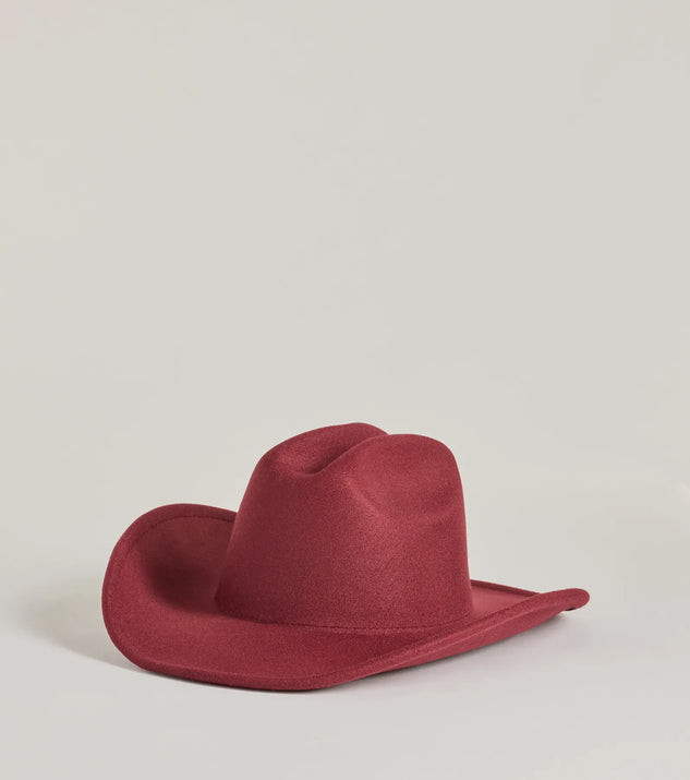 
Upgrade your style game for 2025 with the Western Glam Faux Wool Cowboy Hat in wine, perfect for any fashion-forward wardrobe.