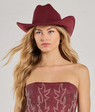 
Upgrade your style game for 2025 with the Western Glam Faux Wool Cowboy Hat in wine, perfect for any fashion-forward wardrobe.