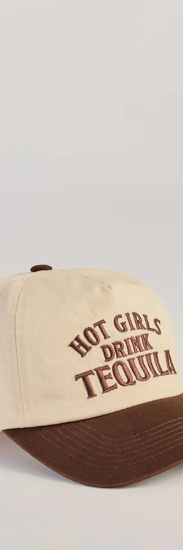 Style your vibe in seconds with the Hot Girls Drink Tequila Baseball Cap in brown, a fashion accessories essential that completes any outfit with ease.