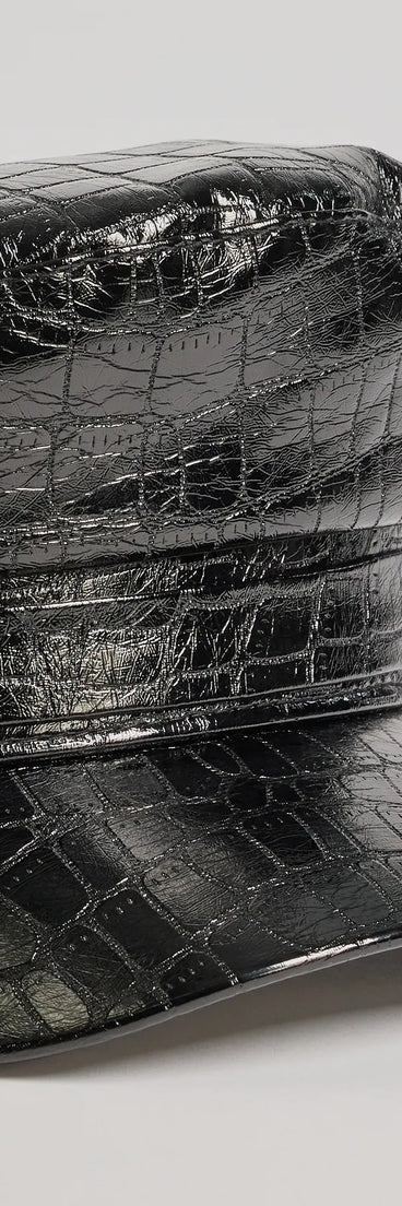 
Upgrade your style game for 2025 with the Edgy Sleek Croc-Embossed Cabbie Hat in black, perfect for any fashion-forward wardrobe.