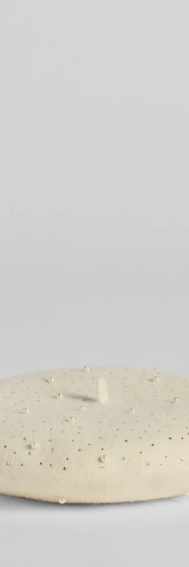 Glitzy Glam Rhinestone And Faux Pearl Beret