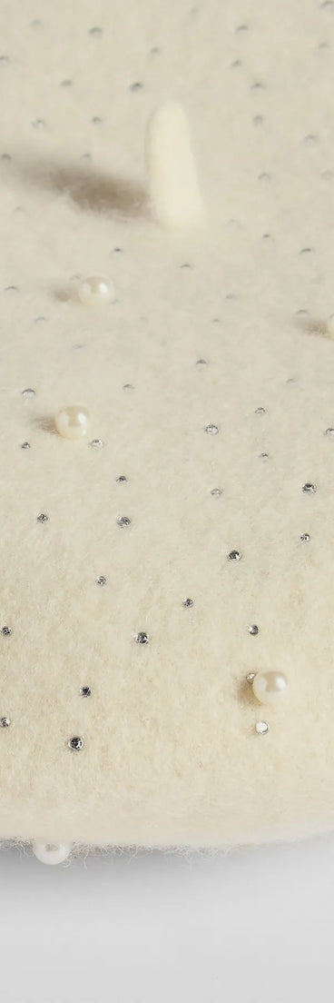 Glitzy Glam Rhinestone And Faux Pearl Beret