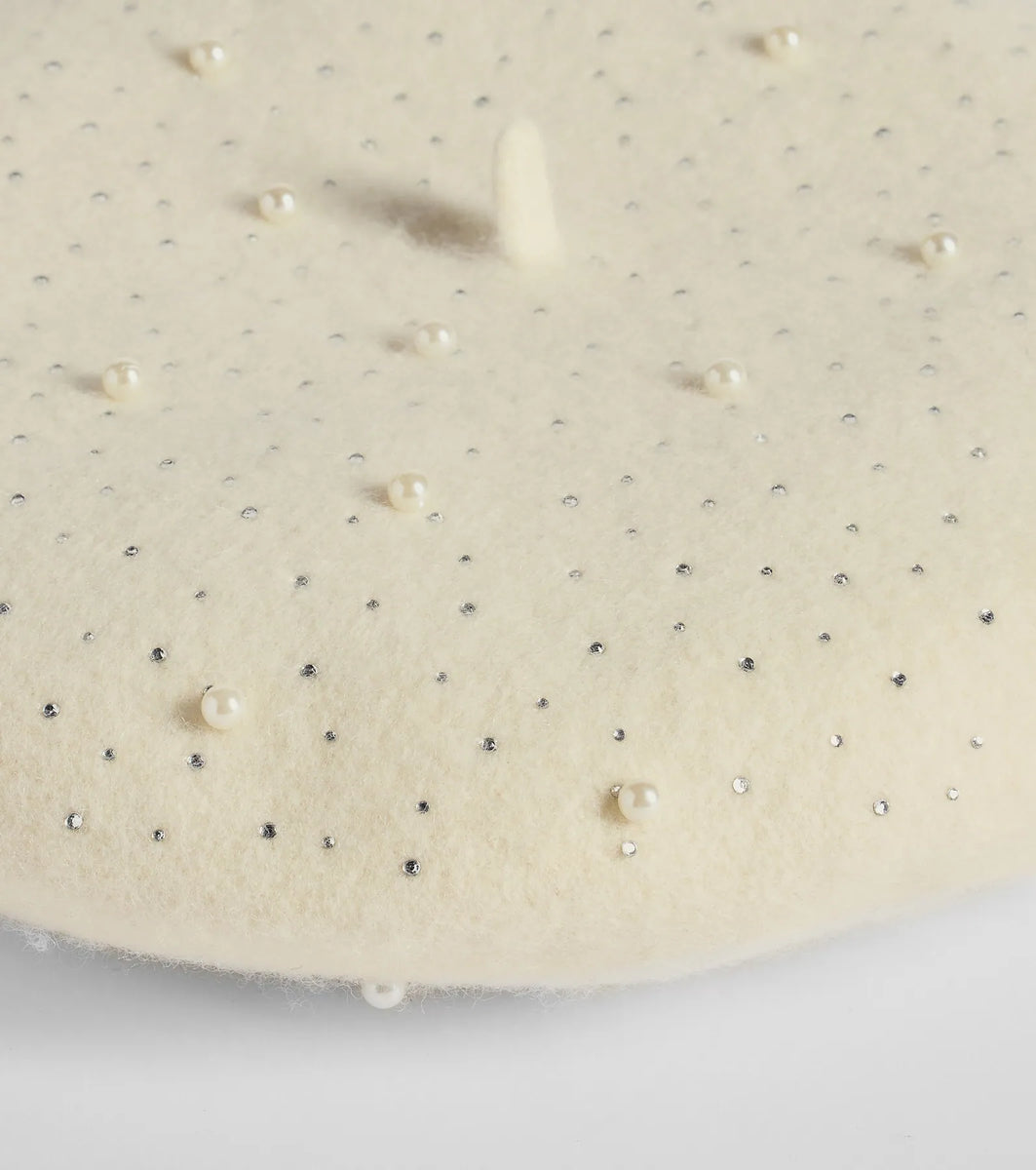 French Petals- Rhinestone Cashmere Beret