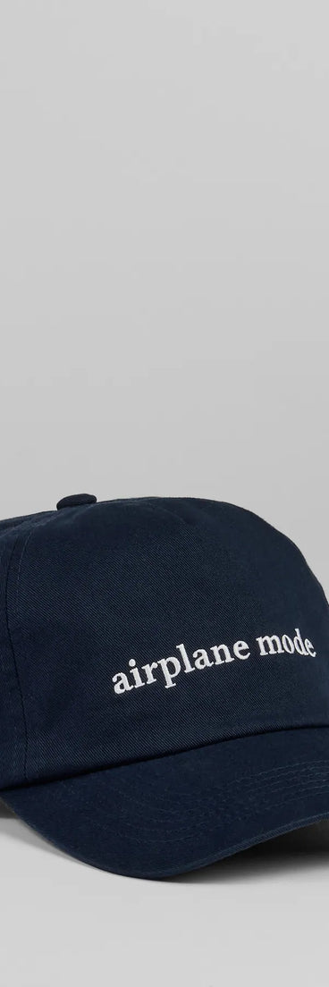 
Upgrade your style game for 2025 with the Airplane Mode Script Baseball Cap in navy, perfect for any fashion-forward wardrobe.