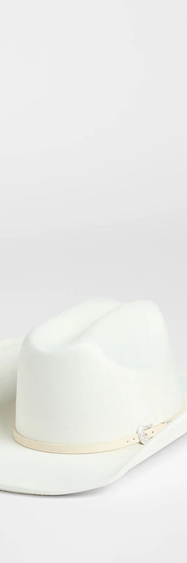 Style your vibe in seconds with the Countryside Chic Buckle Strap Cowboy Hat in ivory, a fashion accessories essential that completes any outfit with ease.