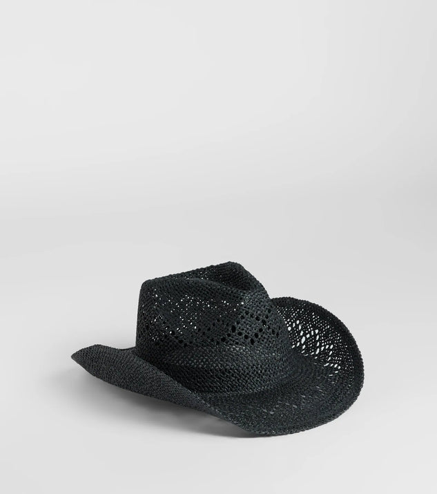 Black Woven Straw Cowboy Hat with Heart Accent Black Heart Buckle Western Trendy Cowgirl Hat – Cindy Jane  main image 3