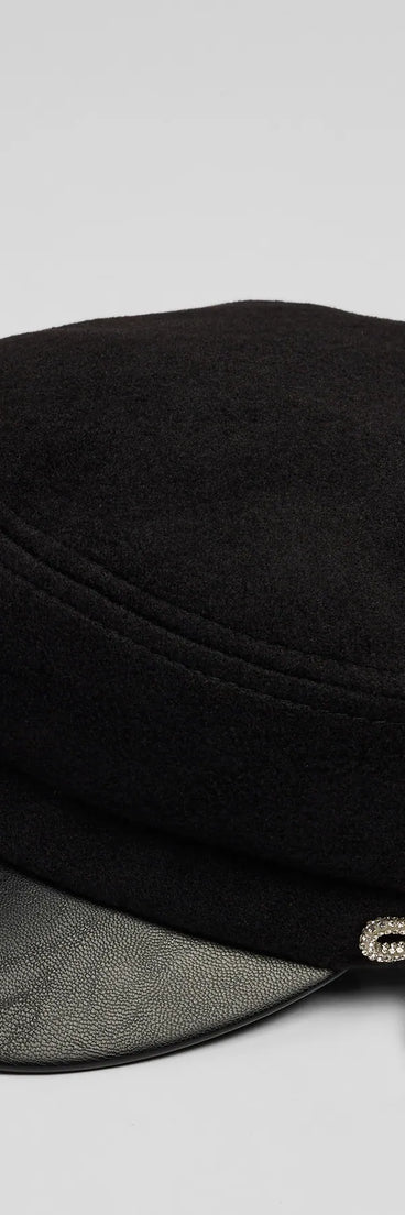 Style your vibe in seconds with the Glam In The City Rhinestone Bow Cabbie Hat in black, a fashion accessories essential that completes any outfit with ease.