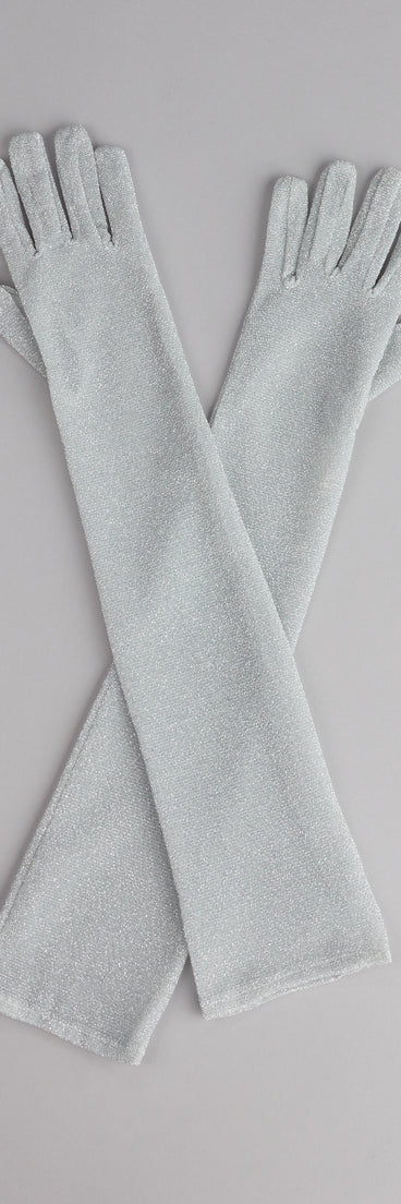 Shine On Glitter Mesh Long Gloves