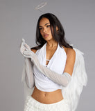 Shine On Glitter Mesh Long Gloves