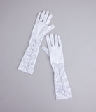 Vintage Charm Satin Rhinestone Bow Gloves