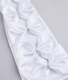 Vintage Charm Satin Rhinestone Bow Gloves